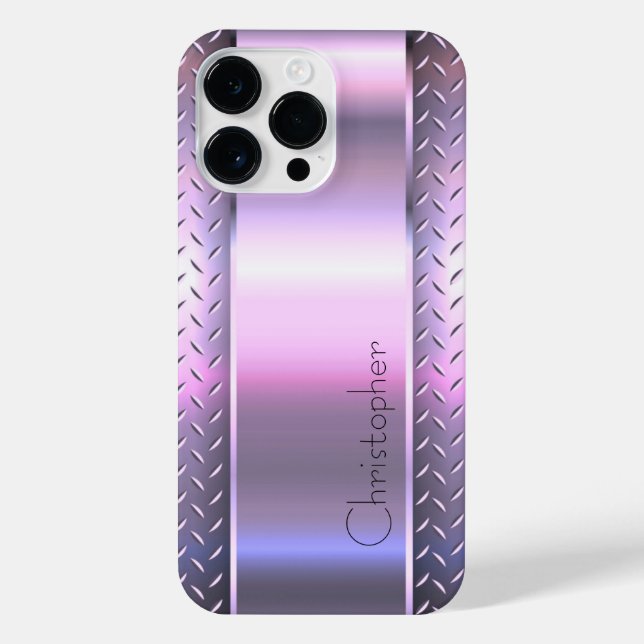 Titanium Pink Silver Stainless Steel Print iPhone Case (Back)