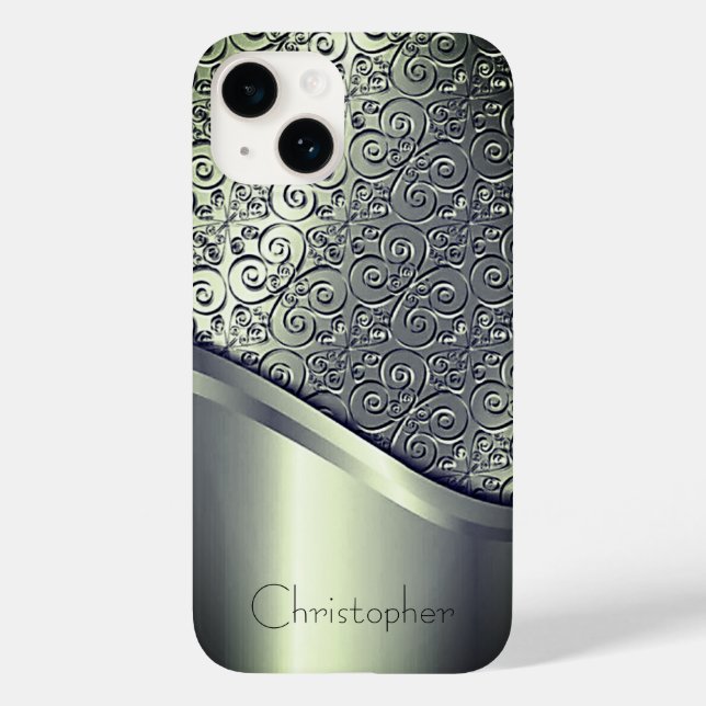 Titanium Polished green Radial Metallic iphone 15 Case-Mate iPhone Case (Back)