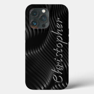 Titanium Polished Silver and black Radial Metallic iPhone 13 Pro Case