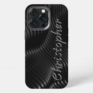 Titanium Polished Silver and black Radial Metallic iPhone 13 Pro Case