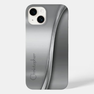 Titanium Polished Silver Radial Metallic iphone 15 Case-Mate iPhone 14 Case