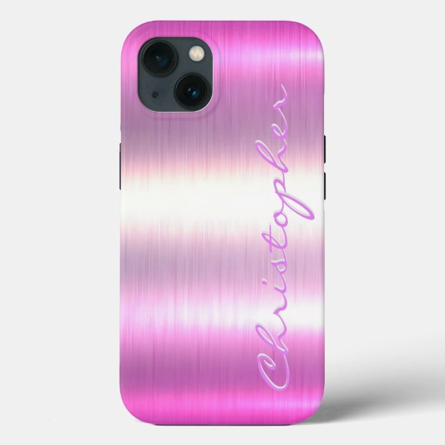 Titanium purple and Silver Stainless Steel Metal Case-Mate iPhone Case (Back)