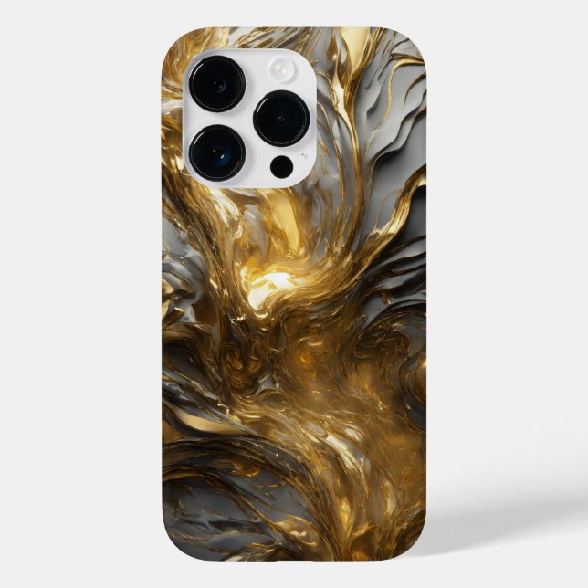 Titanium Silver and Gold Stainless Steel Print Case-Mate iPhone Case (Back)