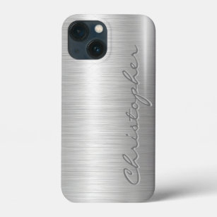 Titanium silver Shiny Stainless Steel Metal 15 iPhone 13 Mini Case