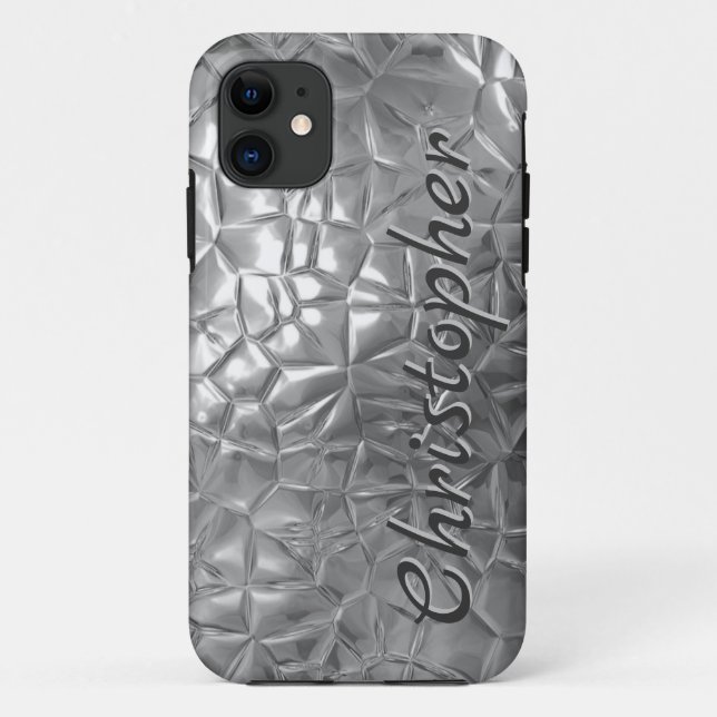 Titanium Silver Stainless Steel Metallic Case-Mate iPhone Case (Back)