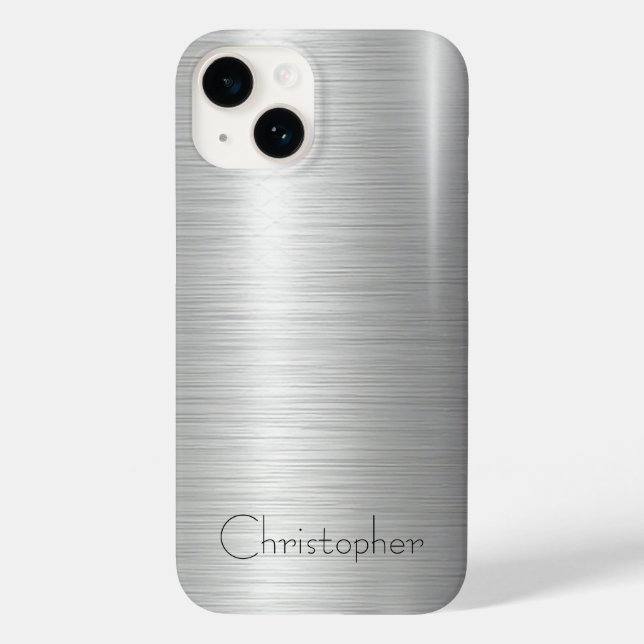 Titanium Silver Stainless Steel Metallic Case-Mate iPhone Case (Back)