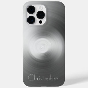 Titanium Silver Stainless Steel Print Case-Mate iPhone 14 Pro Max Case