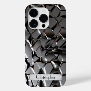 Titanium silver stainless steel print Case-Mate iPhone 14 pro case