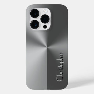 Titanium Silver Stainless Steel Print Case-Mate iPhone 14 Pro Case