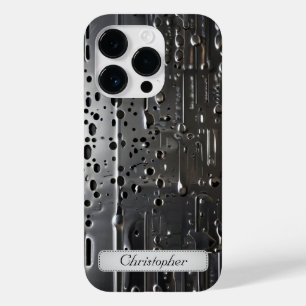 Titanium silver stainless steel print Case-Mate iPhone 14 pro case