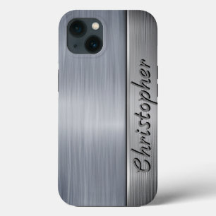 Titanium Silver Stainless Steel Print iPhone 13 Case