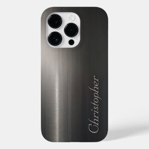 Titanium silver stainless steel print Case-Mate iPhone 14 pro case