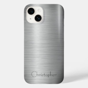 Titanium Silver Stainless Steel Print iphone 15 Case-Mate iPhone 14 Case