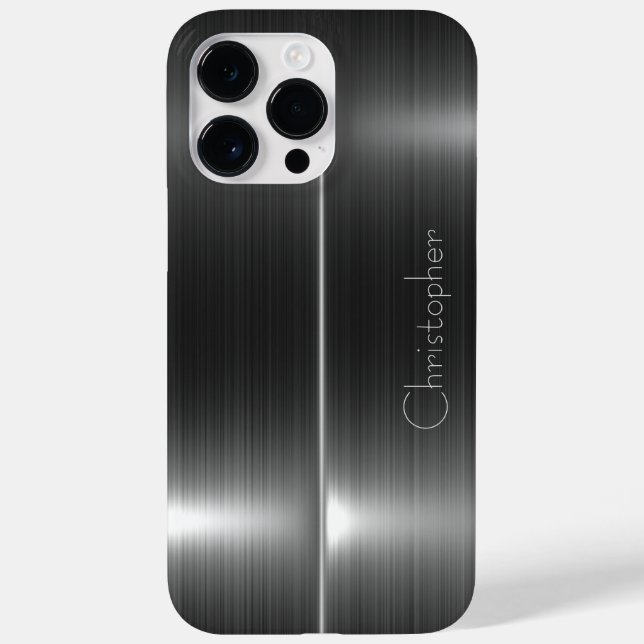 Titanium Silver Stainless Steel Print iphone 15 Case-Mate iPhone Case (Back)