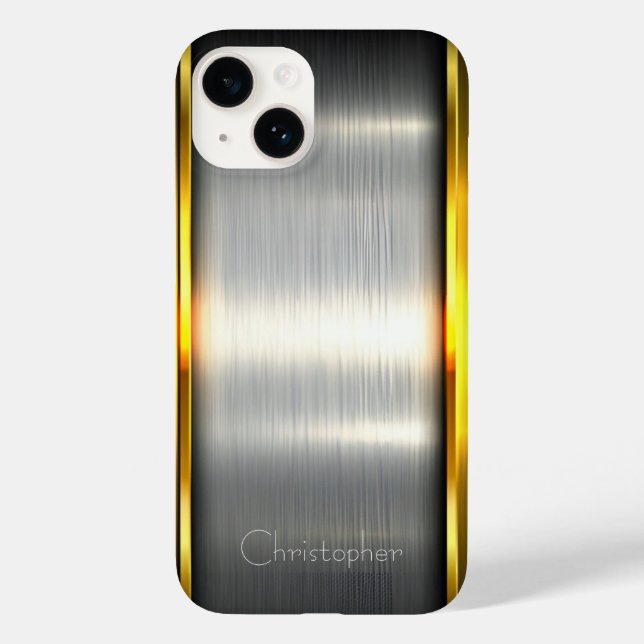 Titanium Silver Stainless Steel Print iphone 15 Case-Mate iPhone Case (Back)