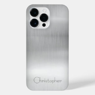 Titanium Silver Stainless Steel Print iPhone 14 Pro Max Case