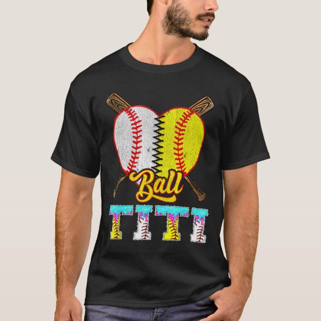 Titi Of Both Half Baseball Softball Ice Cream Drip T-Shirt (Front)