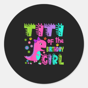 Titi of the birthday girl saurus rex dinosaur classic round sticker
