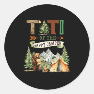 Titi of the happy camper first birthday camping classic round sticker