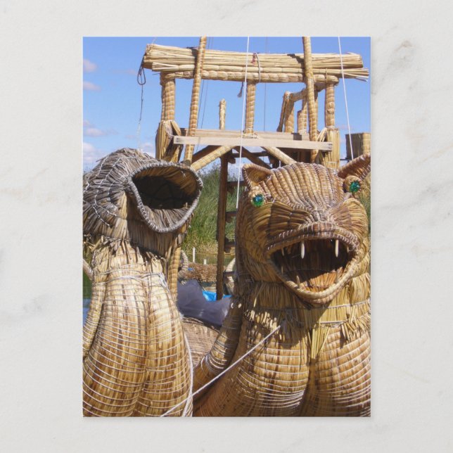 titicaca boat faces postcard (Front)