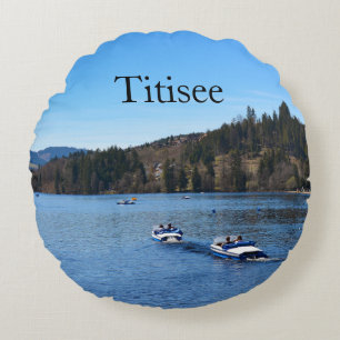 Titisee lake in the Black Forest Round Cushion