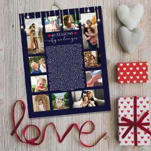 Title: 40 Reasons Why I Love You Chalkboard Lights Poster