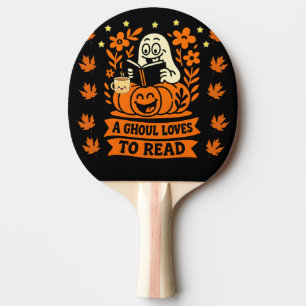 Title: A Ghoul Loves to Read Bookworm Halloween Gi Ping Pong Paddle
