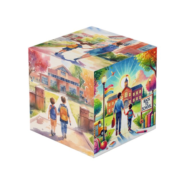 Title:** A Joyful Back to School Day   Cube (Front Angled)
