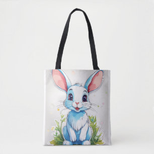 Title: "Adorable Rabbit Cartoon Sticker for Kids' Tote Bag