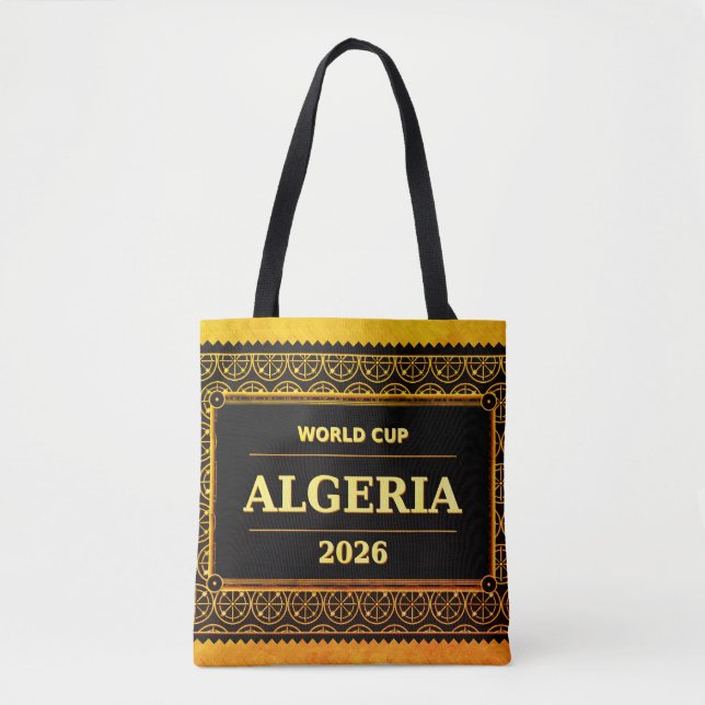 TITLE: Algeria Football Fan 2026 Black Gold Luxury Tote Bag (Front)