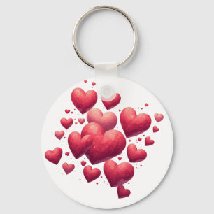 Title: Crimson Hearts & Red Romance Key Ring