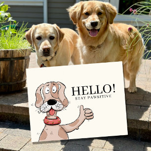 Title Cute Cartoon Dog Thumbs Up Typography  Holiday Postcard