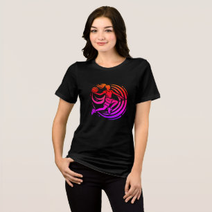 Title: Dynamic Female Basketball Silhouette Logo Tri-Blend Shirt