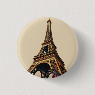 Title: Elegant Eiffel Tower Silhouette 3 Cm Round Badge