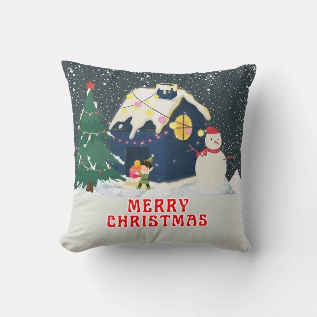 Title: Festive Christmas Pillow (Front)