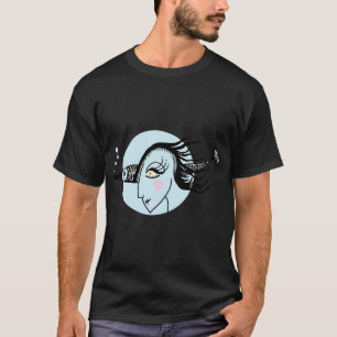 Title Fish Woman â€” Soft Blue Ink Illustration T-Shirt