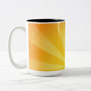 Title: Golden Sunshine Rays – Bright Orange Sunbur Two-Tone Coffee Mug