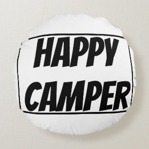 Title: Happy Camper Funny Camping Outdoor Adventur Round Cushion