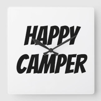 Title: Happy Camper Funny Camping Outdoor Adventur Square Wall Clock