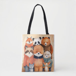 Title: Happy Friends Cuddling Tote Bag Celebrate