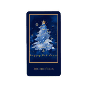Title:
Happy Holidays Elegant Navy Gold Christmas Label