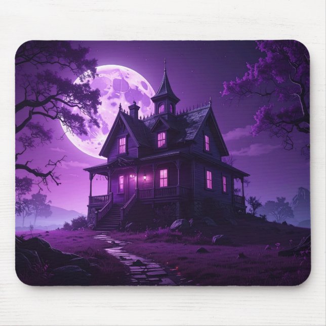 Title: Haunted Moonlight – Gothic Fantasy Mouse Pa Mouse Pad (Front)