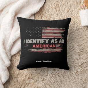 Title: I Identify As An American US Flag Design Cushion