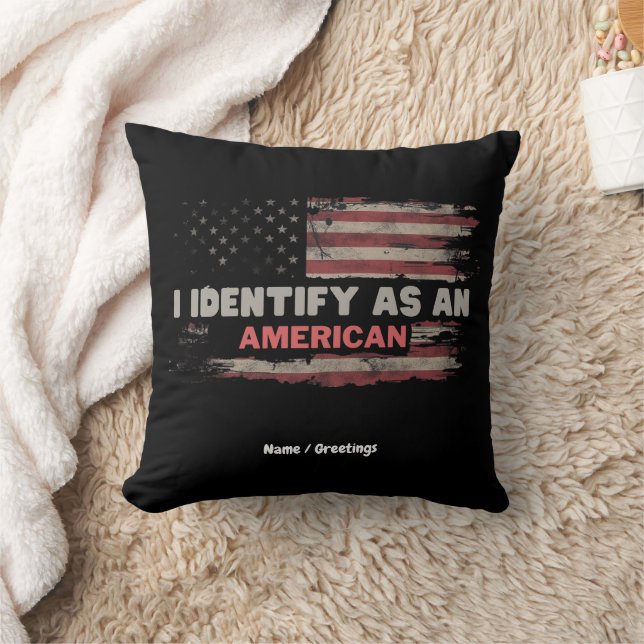 Title: I Identify As An American US Flag Design Cushion (Blanket)