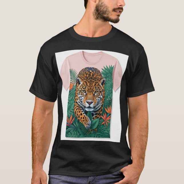 Title Ideas:  Short and Sweet: Jaguar Prowl Jungle T-Shirt (Front)