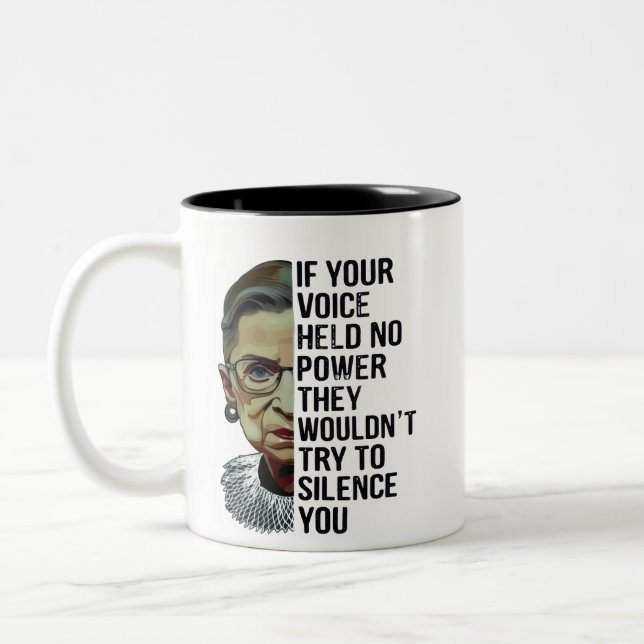 Title: If Your Voice Held No Power Quote Feminist  Two-Tone Coffee Mug (Left)