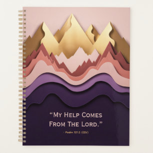 Title: Layered Mountain Sunrise Faith Journal - Pu Planner