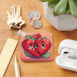 Title: Linked Hearts" Double Heart Keychain