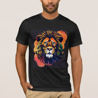 Title: "Majestic Roar: Geometric Lion T-Shirt Desi