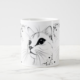 Title Minimalist Cat Line Art Coffee Mug | Elegan